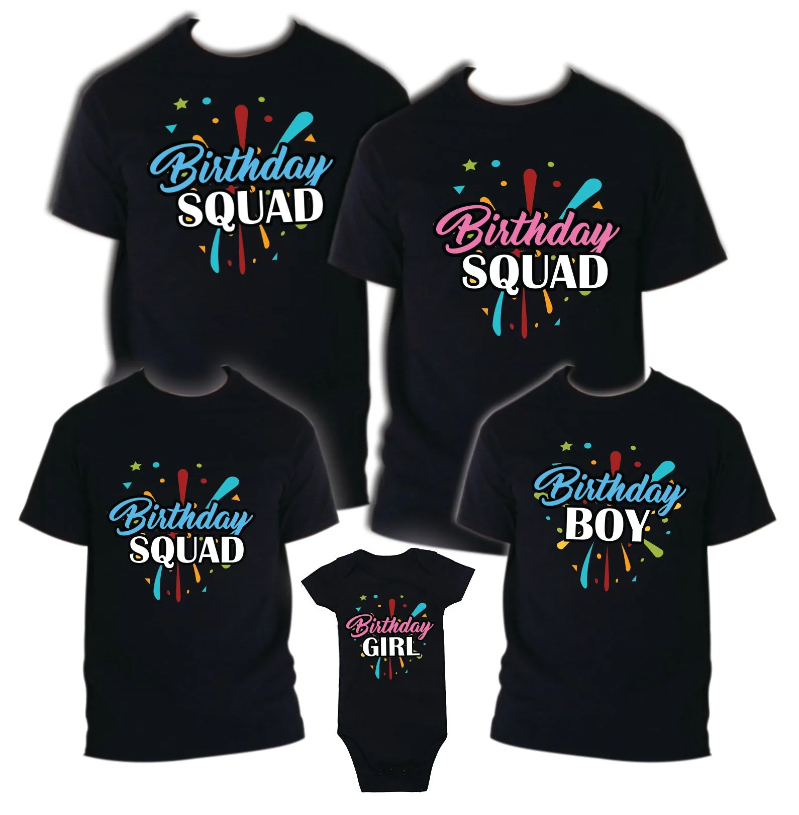 Birthday Squad Matching T-shirts Party Family Kid Reunion goals Black T-shirts
