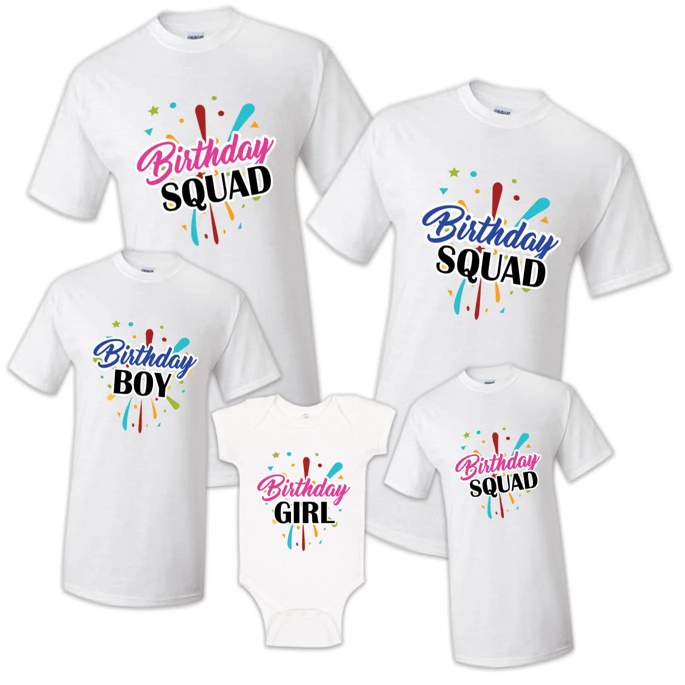 Birthday Squad Matching T-shirts Party Family Kid Reunion goals White T-shirts