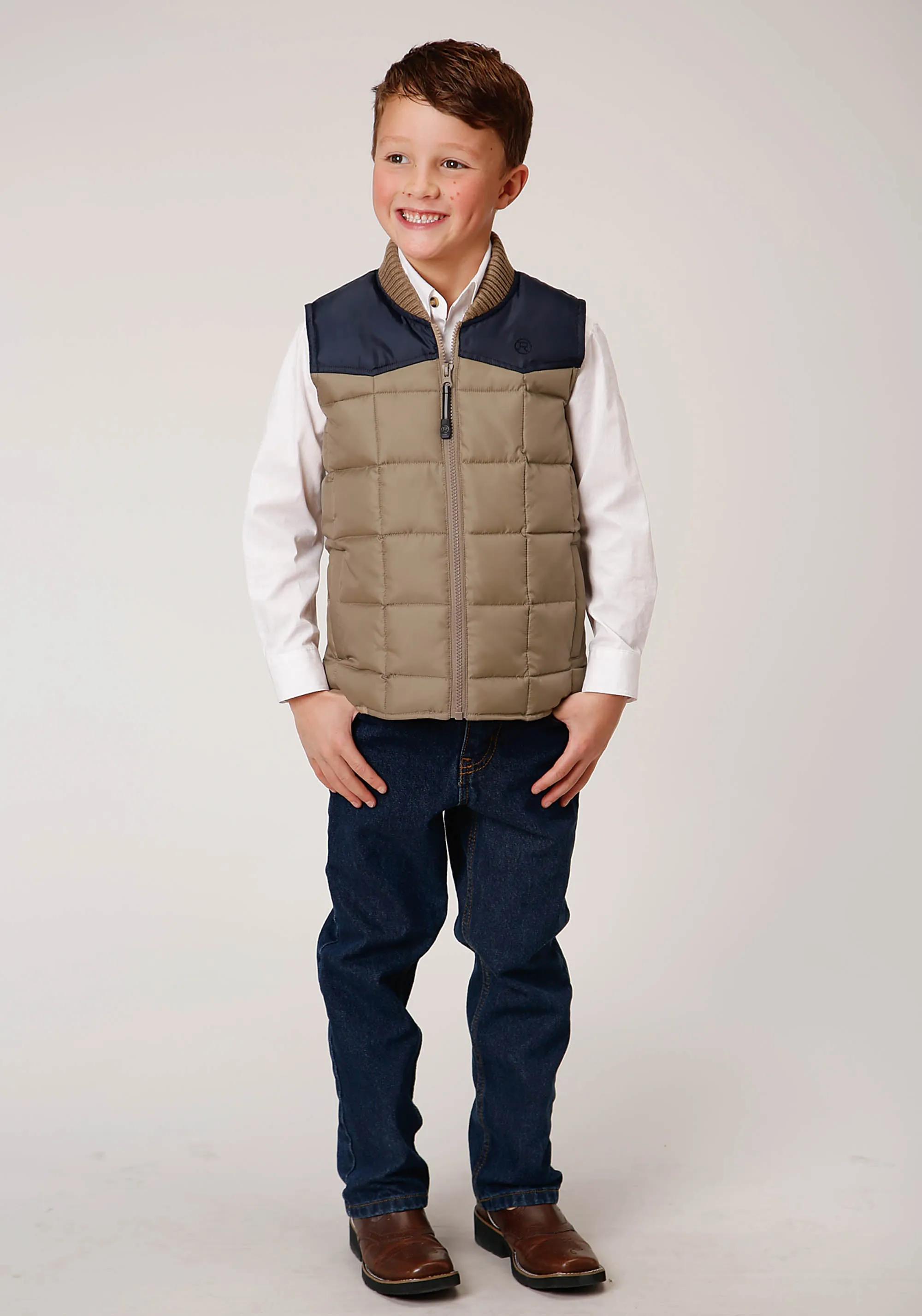 BOYS  QUILTED POLY WITH POLY FILL VEST POLY FILLED WESTERN VEST