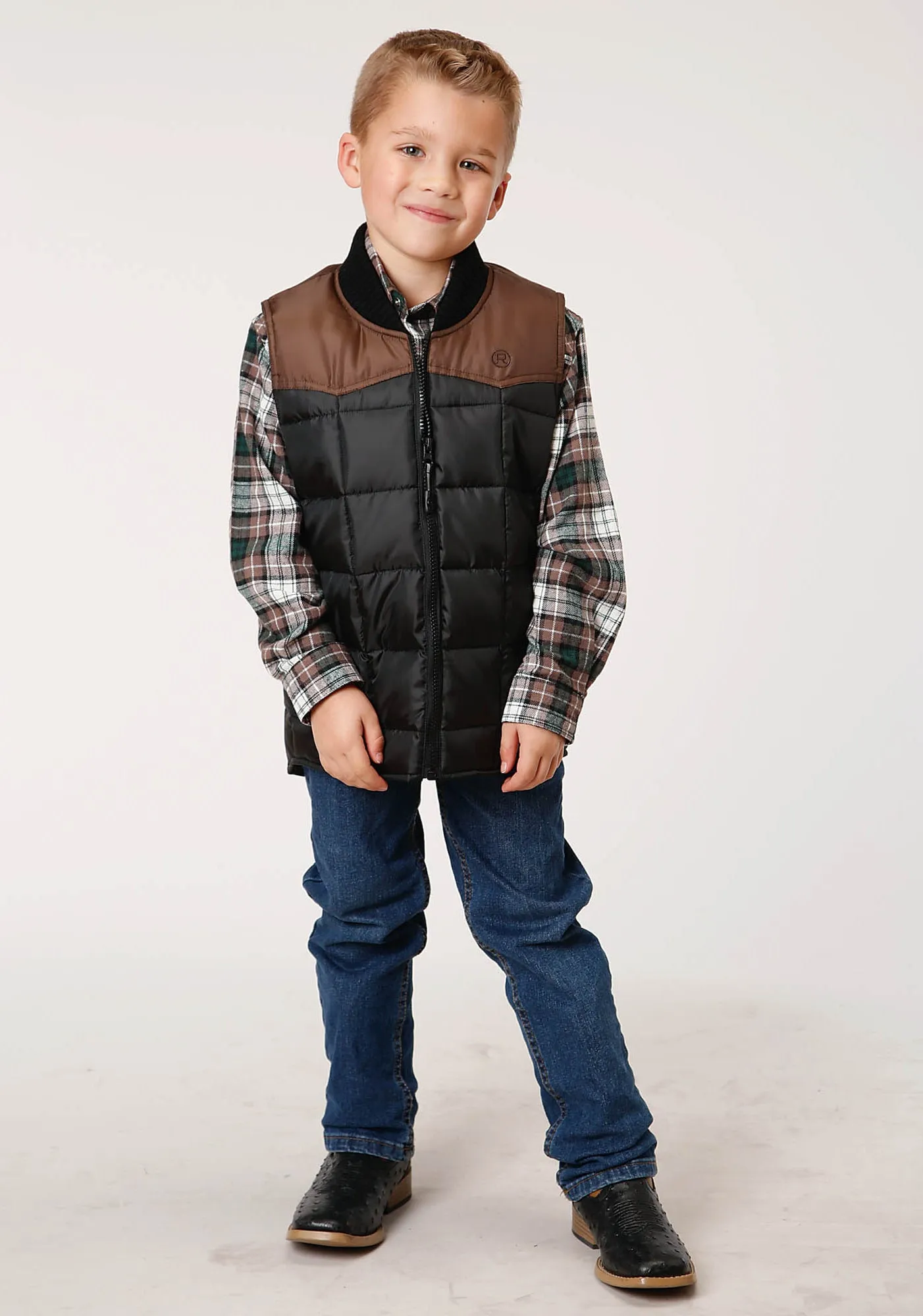 BOYS  QUILTED POLYFILLED VEST POLY FILLED WESTERN VEST