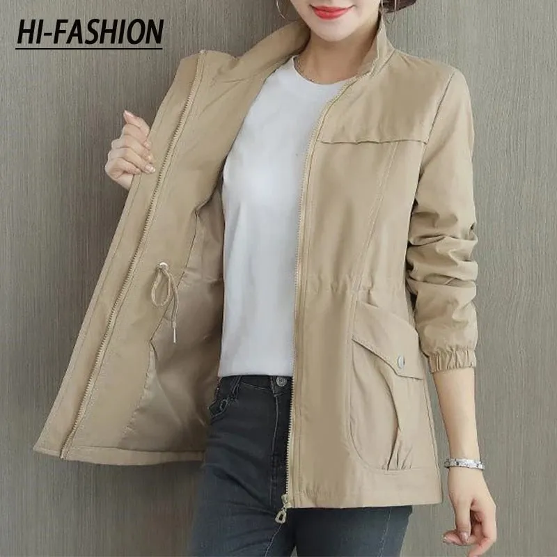Double Layer Windbreaker Autumn Casual Slim Coat Fashion Plus Size