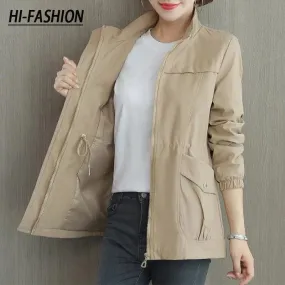 Double Layer Windbreaker Autumn Casual Slim Coat Fashion Plus Size