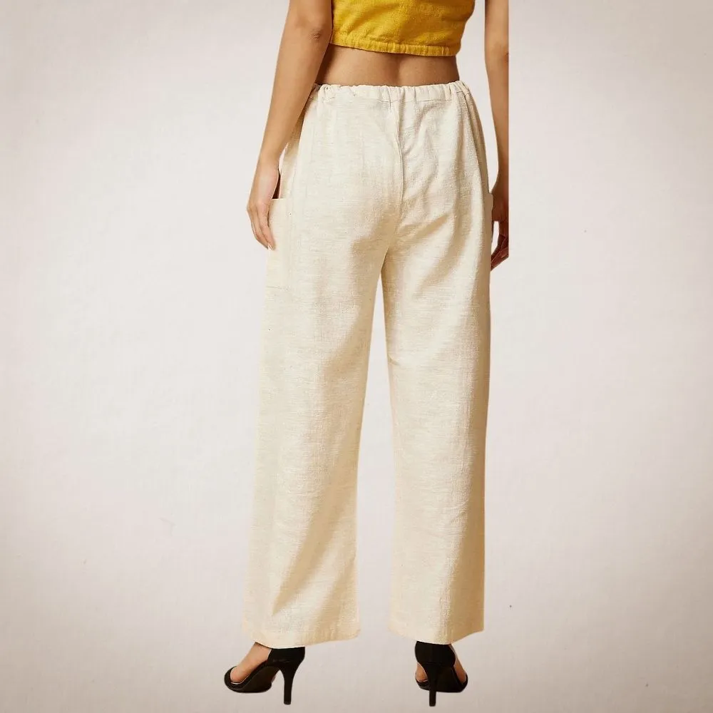 Drawstring Pants | Peace Silk Cotton Blend | Casual Cargo Style | Ivory
