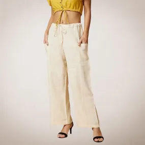 Drawstring Pants | Peace Silk Cotton Blend | Casual Cargo Style | Ivory