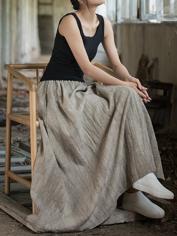 Elasticity Pockets Tie-Dyed Loose Skirts Bottoms