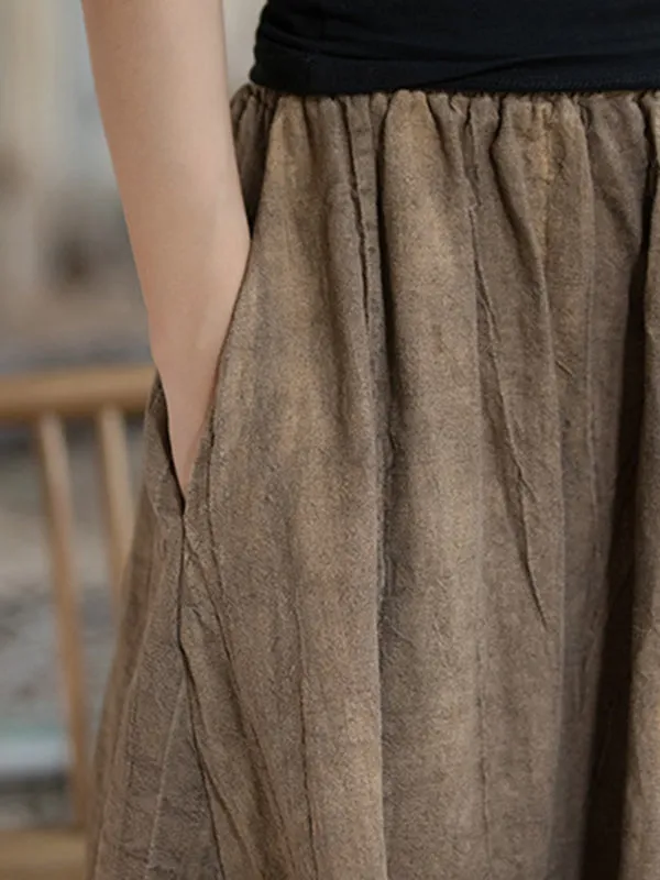 Elasticity Pockets Tie-Dyed Loose Skirts Bottoms