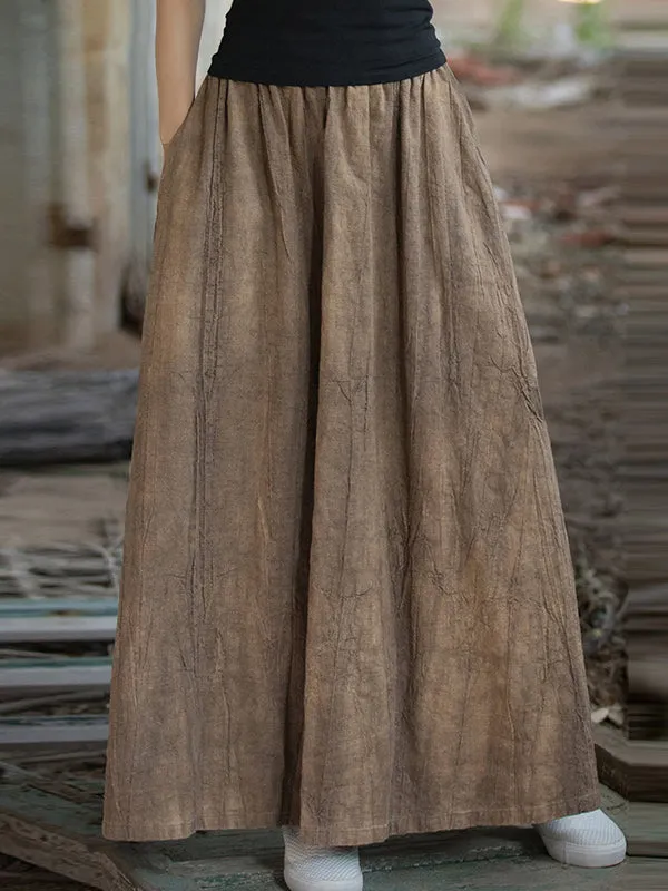 Elasticity Pockets Tie-Dyed Loose Skirts Bottoms