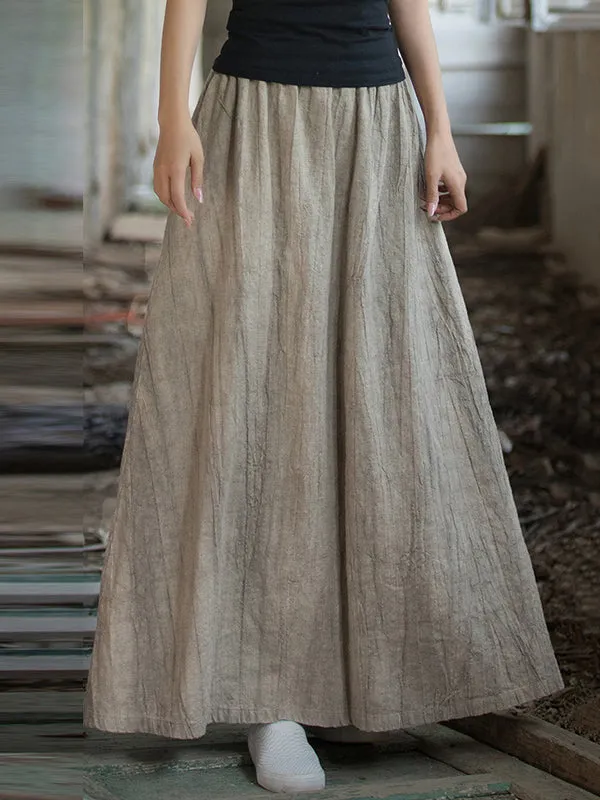 Elasticity Pockets Tie-Dyed Loose Skirts Bottoms