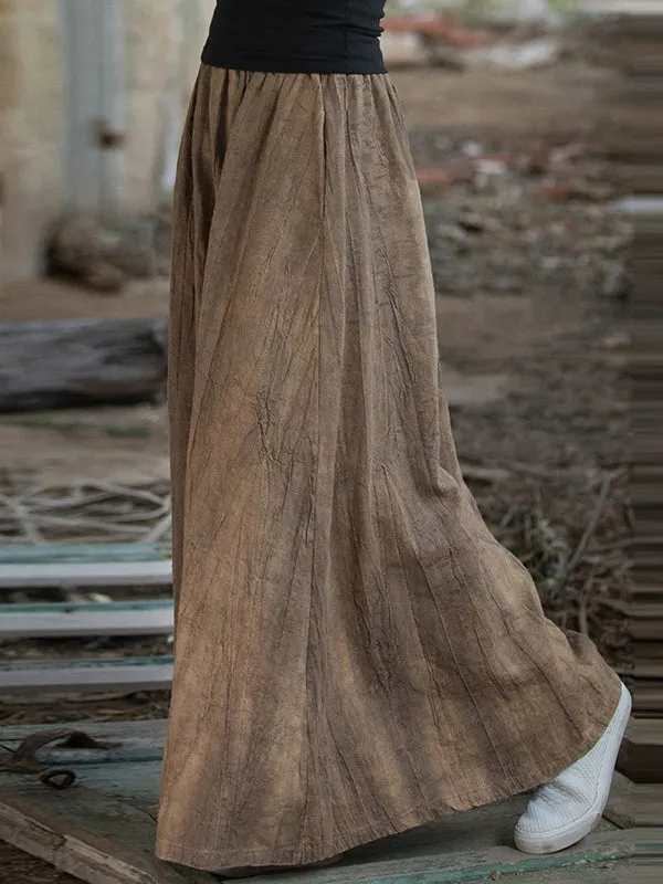 Elasticity Pockets Tie-Dyed Loose Skirts Bottoms