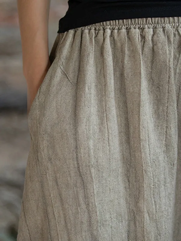 Elasticity Pockets Tie-Dyed Loose Skirts Bottoms