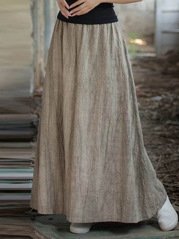 Elasticity Pockets Tie-Dyed Loose Skirts Bottoms