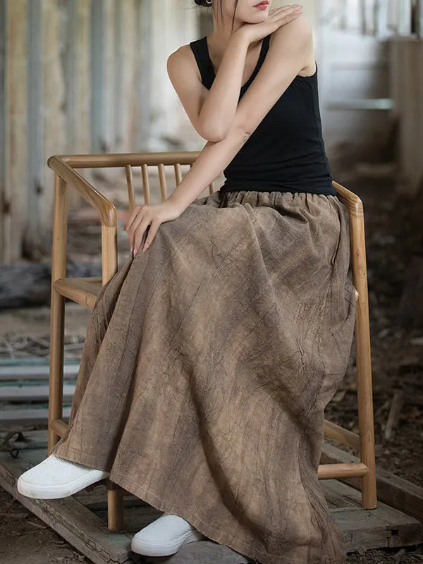 Elasticity Pockets Tie-Dyed Loose Skirts Bottoms
