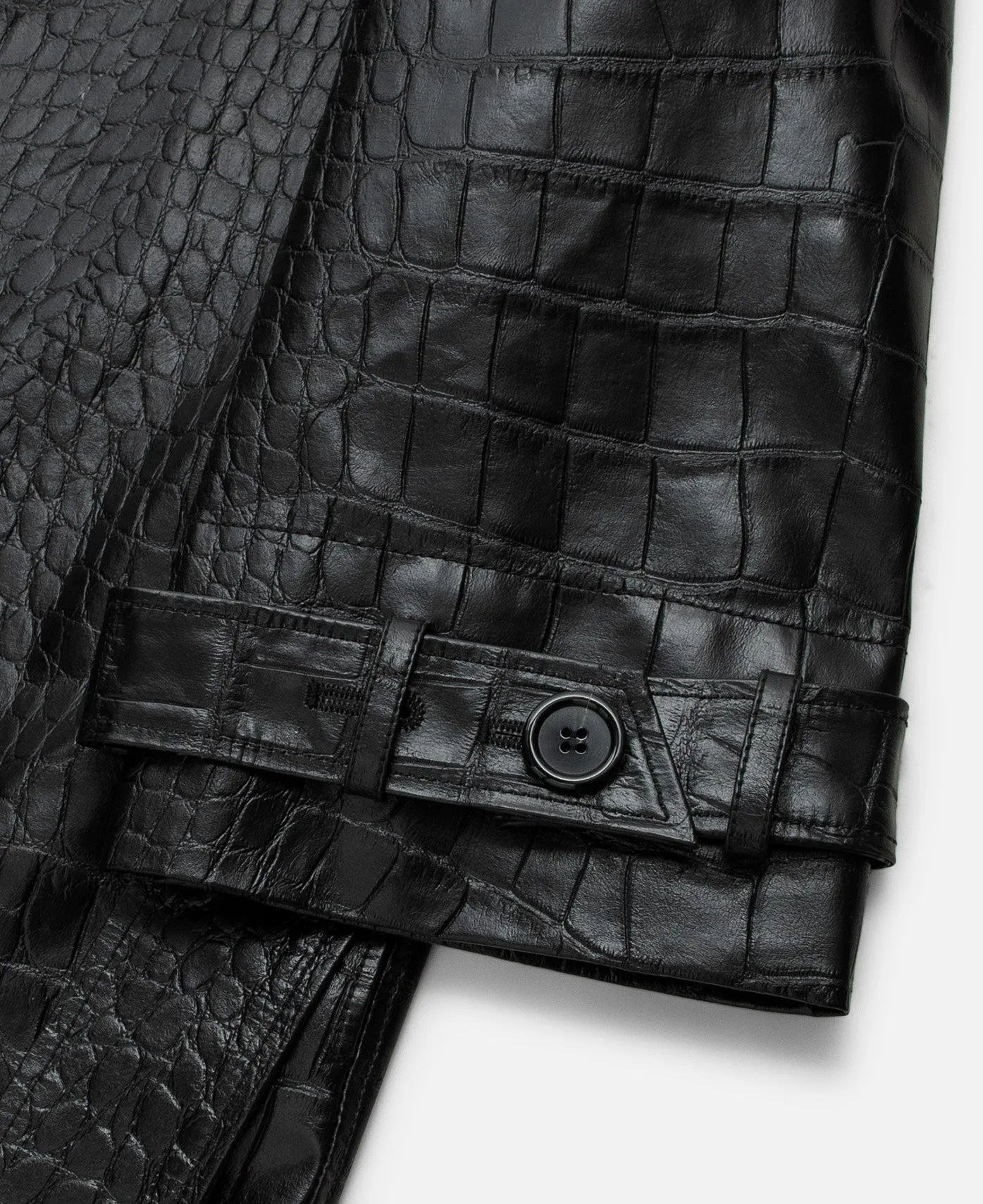Faux Croco Leather Trench (Black)