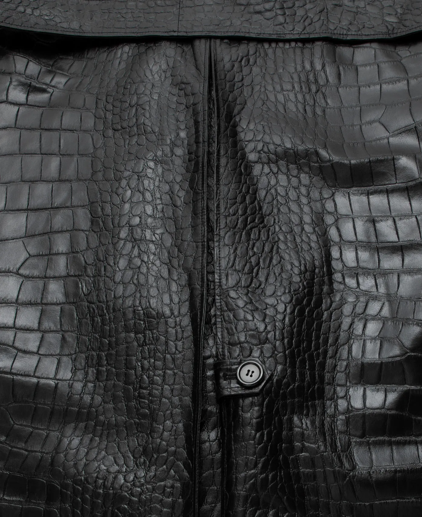 Faux Croco Leather Trench (Black)