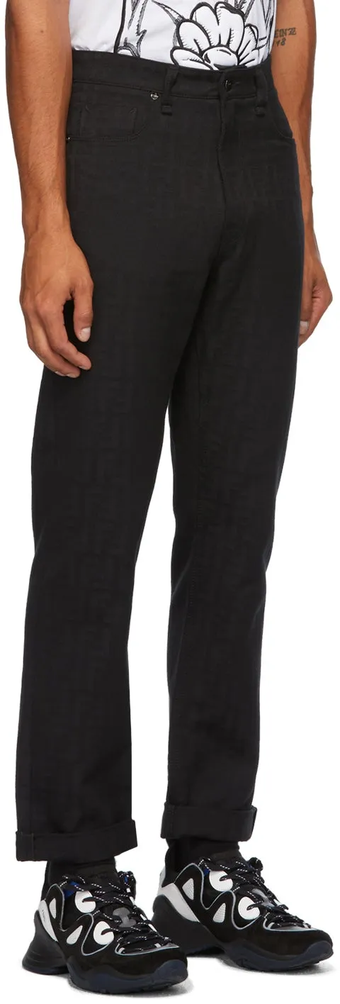 Fendi Black Jacquard 'Forever Fendi' Jeans