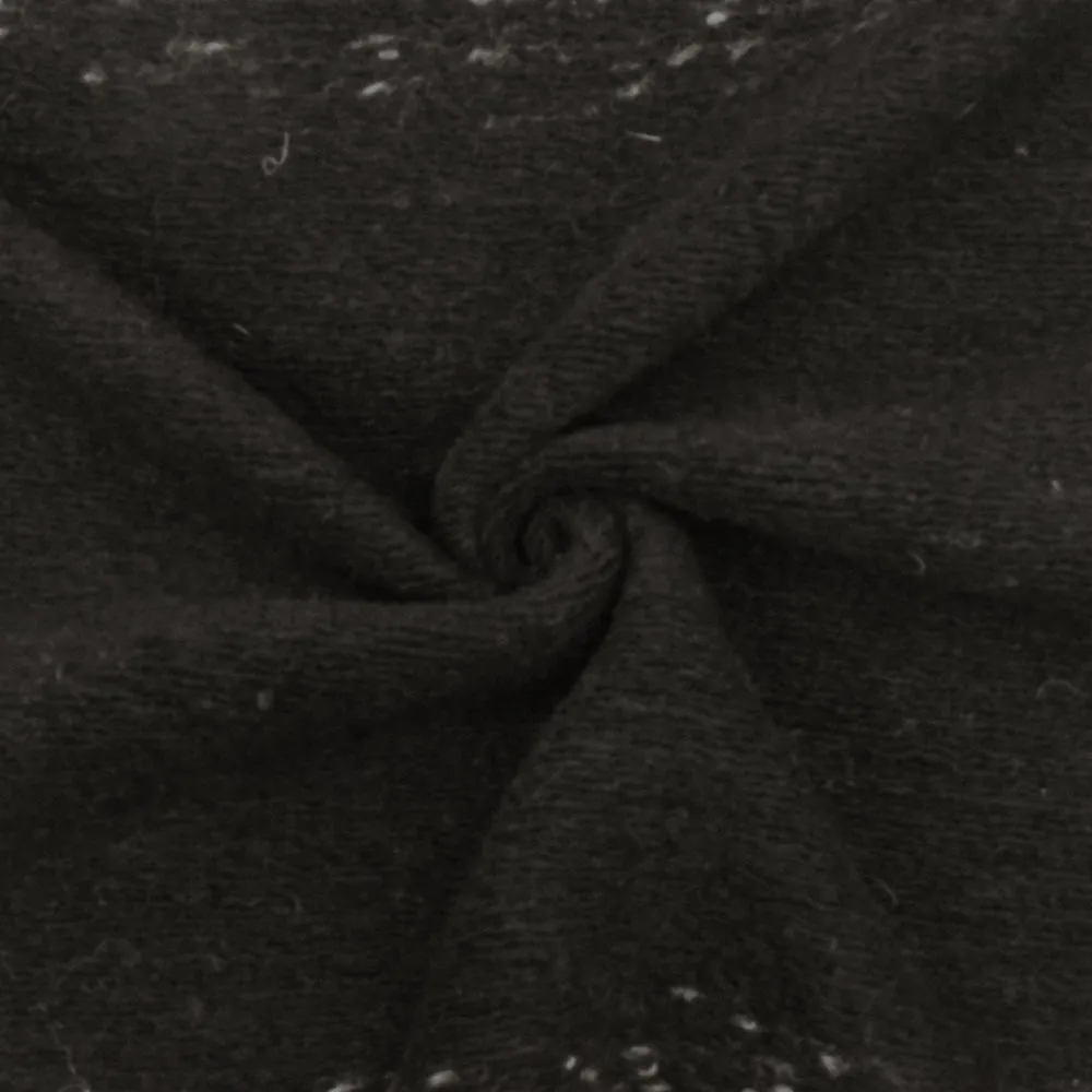 Gray-Black Famous Designer Houndstooth Border Wool Sweater Knit Fabric