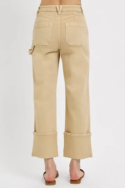 High Rise Wide Leg Cuffed Carpenter Jeans – Utility Inspired, Relaxed Fit