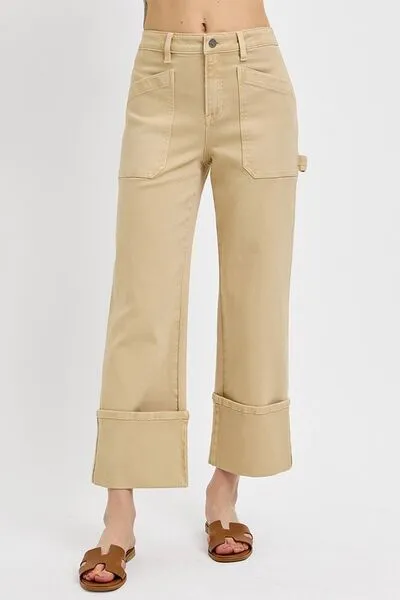 High Rise Wide Leg Cuffed Carpenter Jeans – Utility Inspired, Relaxed Fit