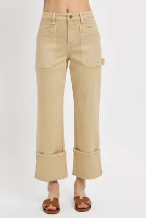 High Rise Wide Leg Cuffed Carpenter Jeans – Utility Inspired, Relaxed Fit