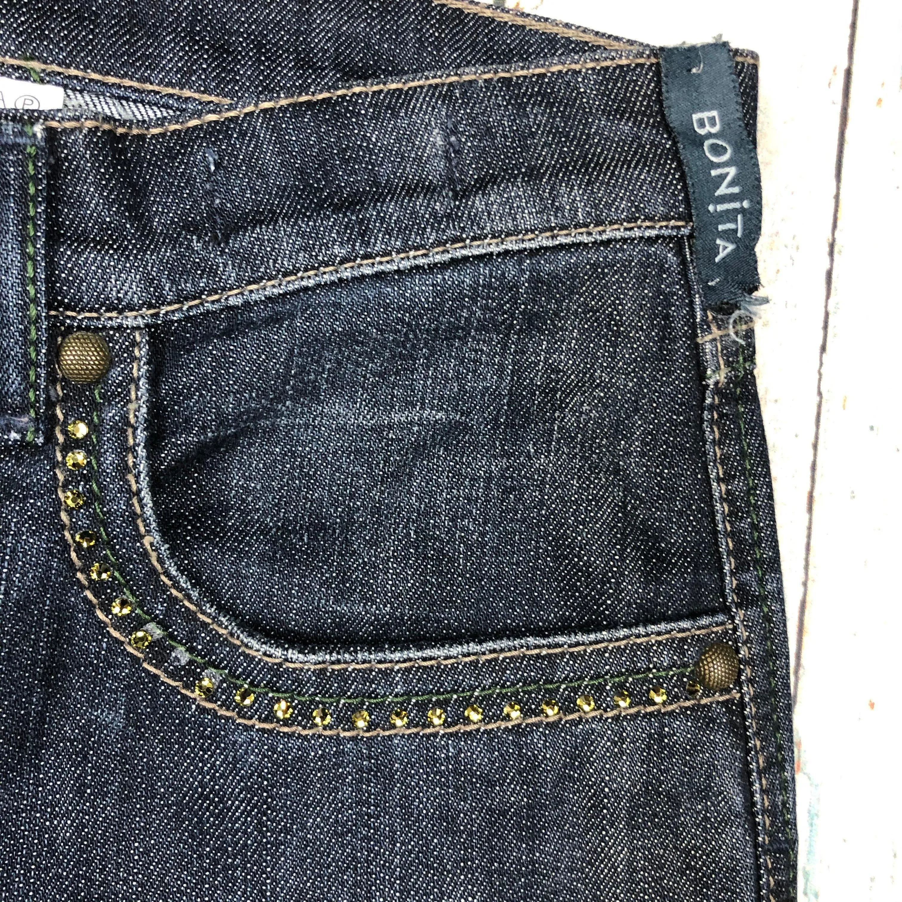 Jewelled Bonita Jeans Straight Leg Jewelled Jeans -Size 38 Euro /10AU