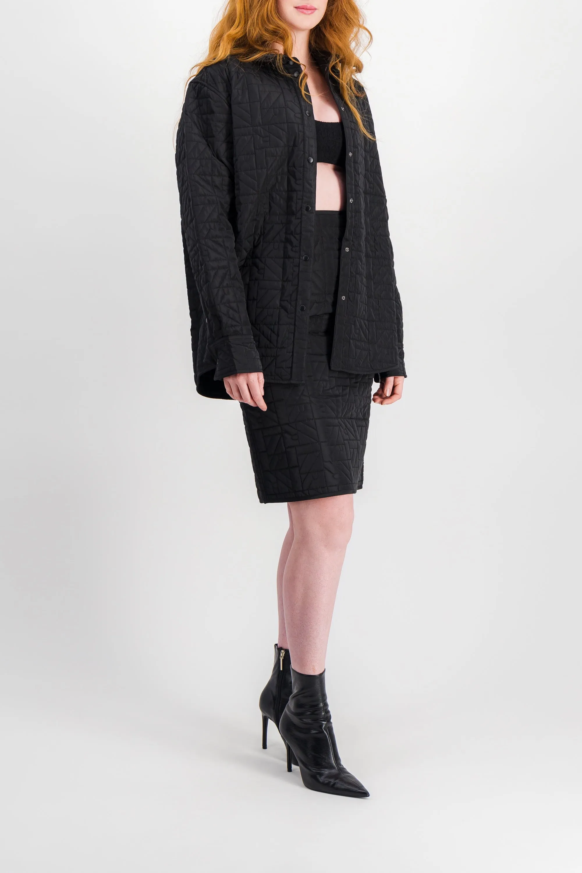 Logo quilted oversize shirt