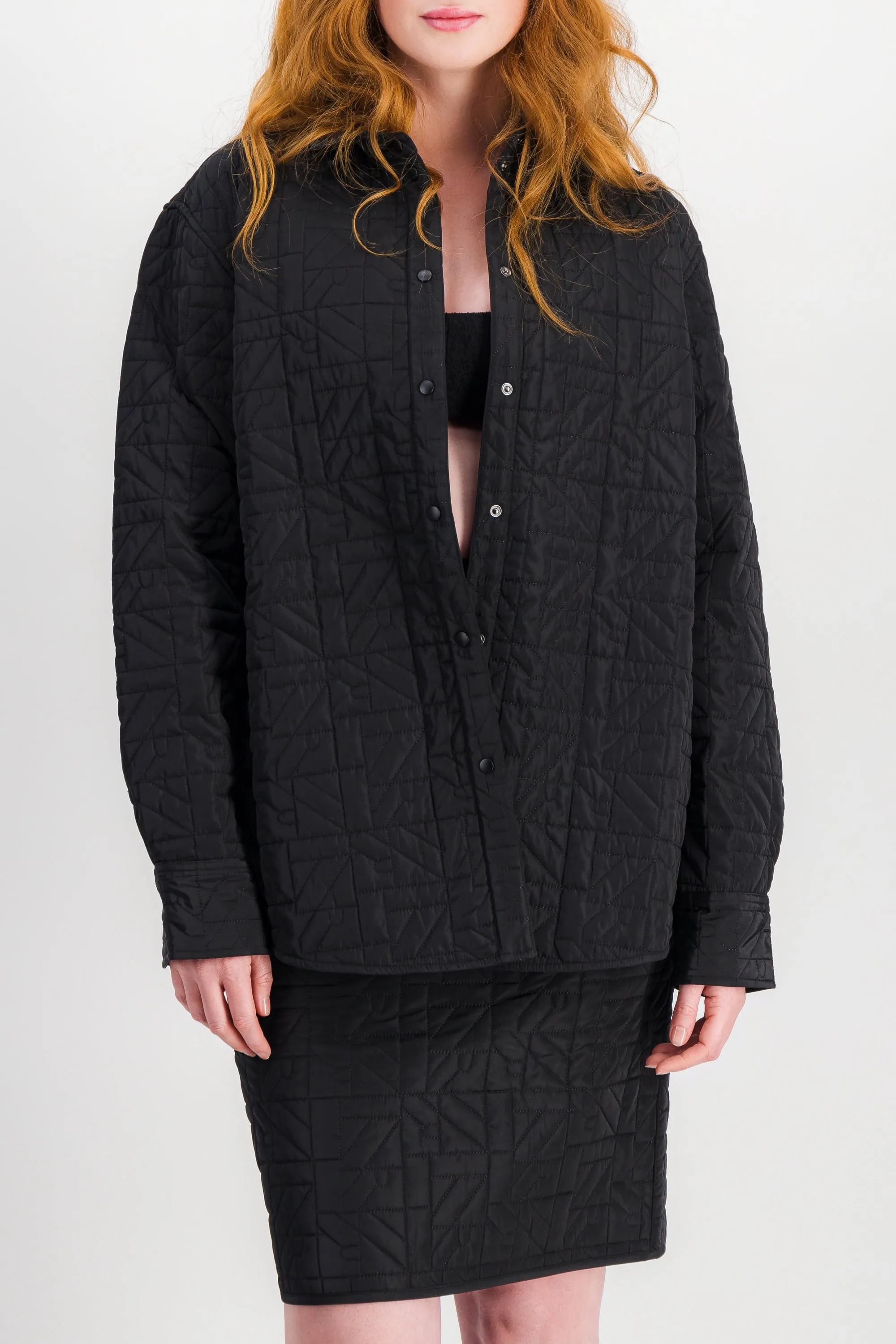 Logo quilted oversize shirt