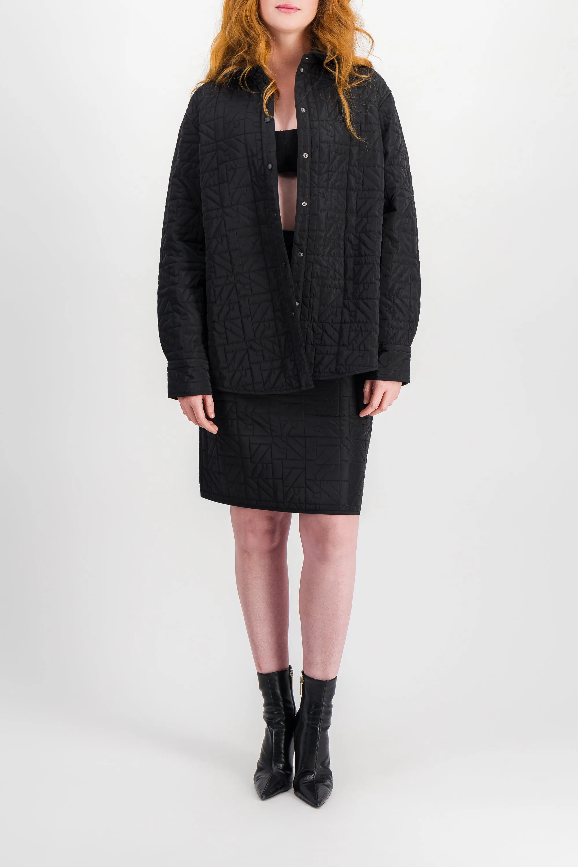 Logo quilted oversize shirt