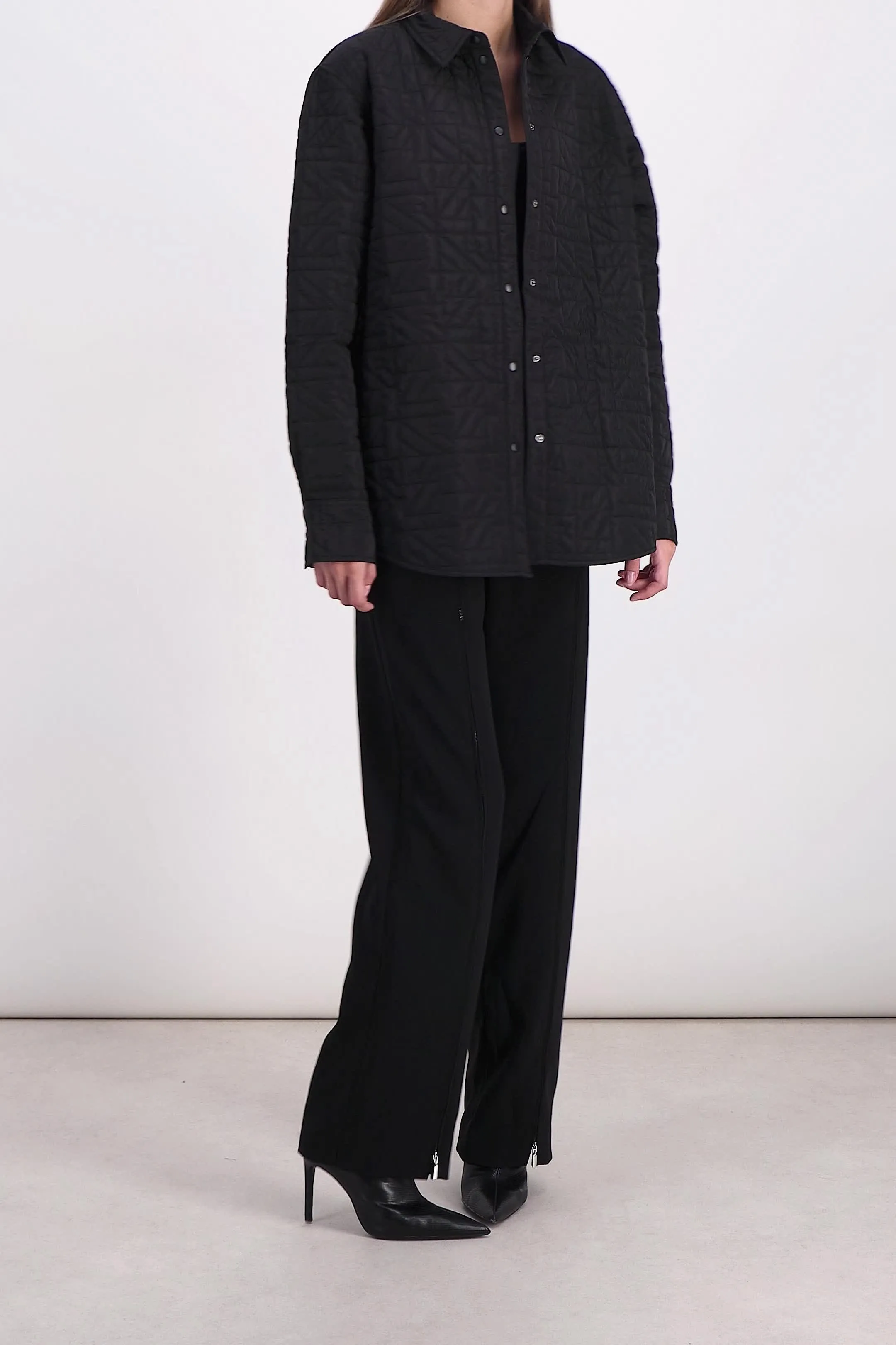 Logo quilted oversize shirt