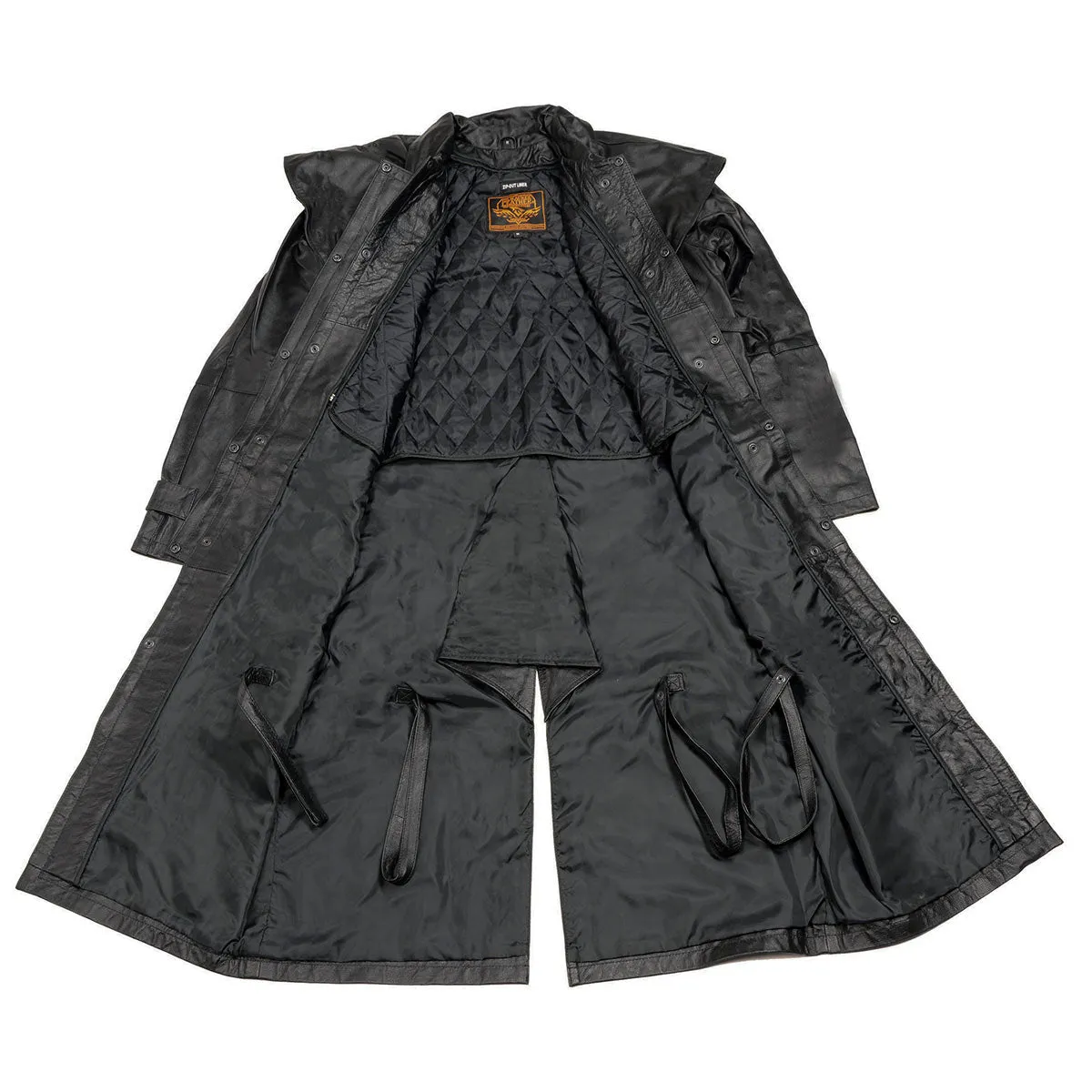 Milwaukee Leather SH910 Mens Western Inspired Genuine Leather Cowhide Duster with Removable Liner