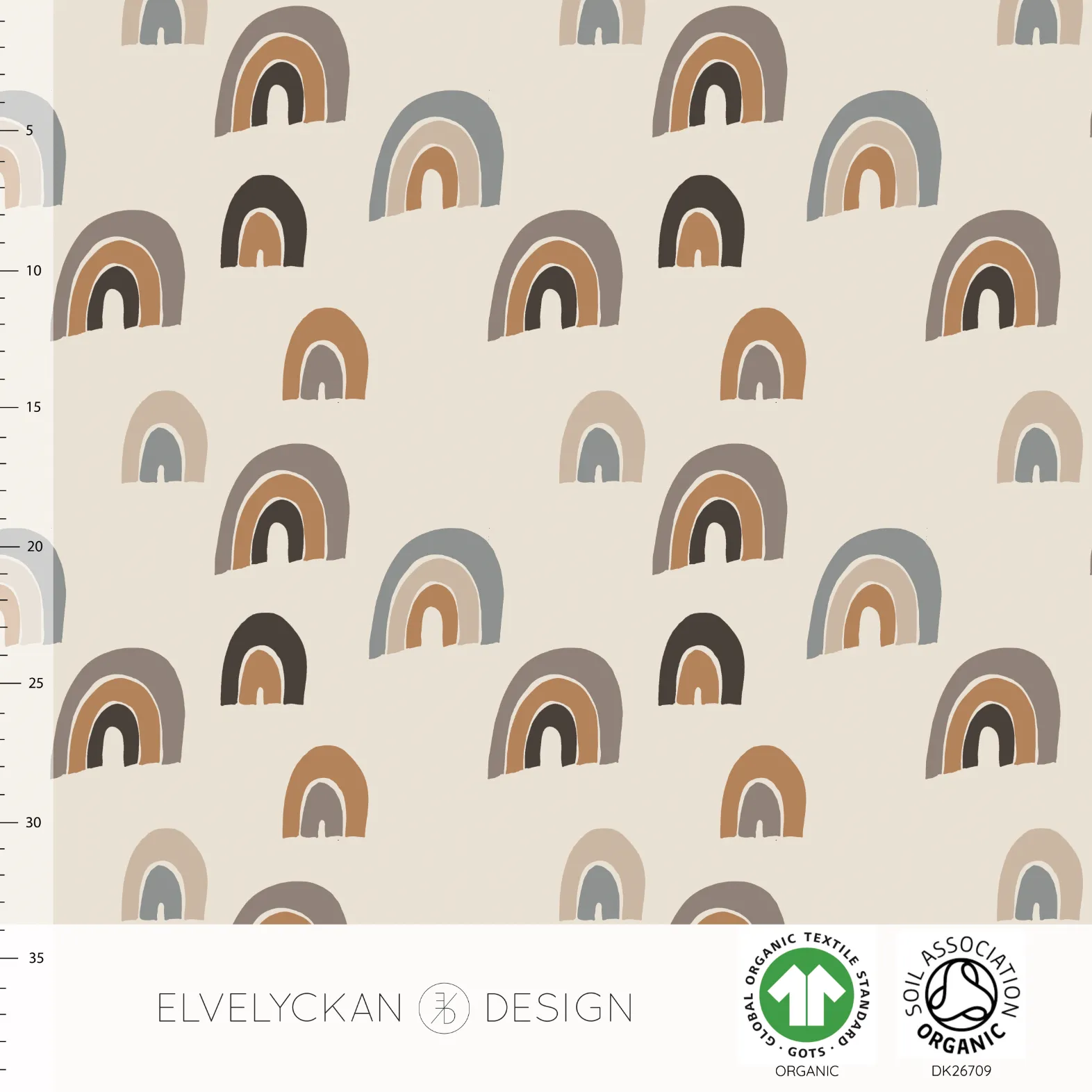 Organic Rainbow in Neutral Jersey KNIT Fabric by Elvelyckan Designs