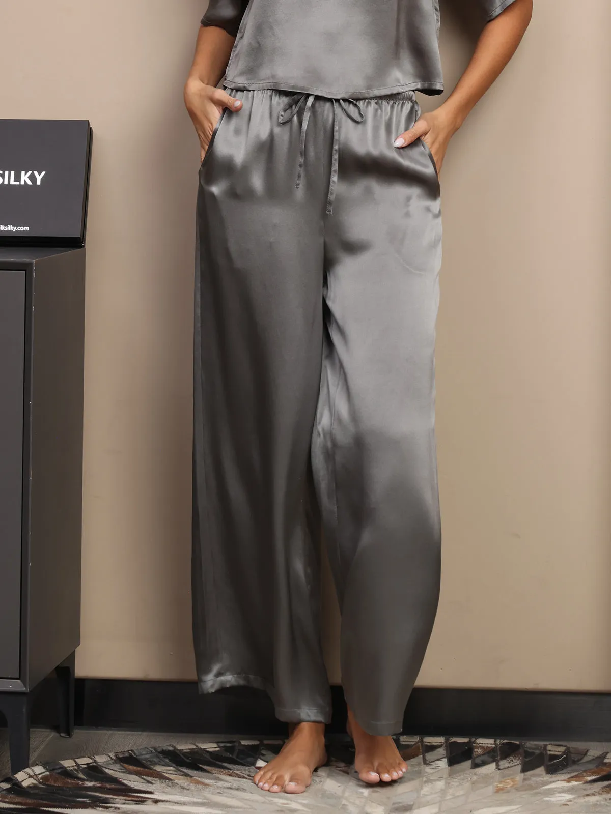 Pure Silk Casual Pants