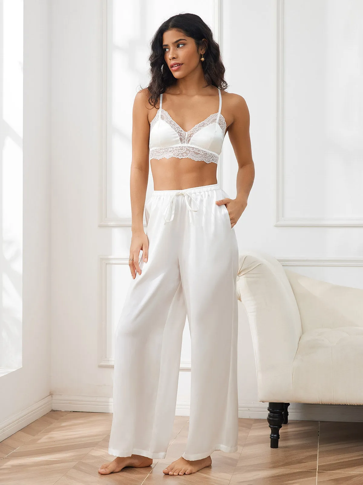 Pure Silk Casual Pants
