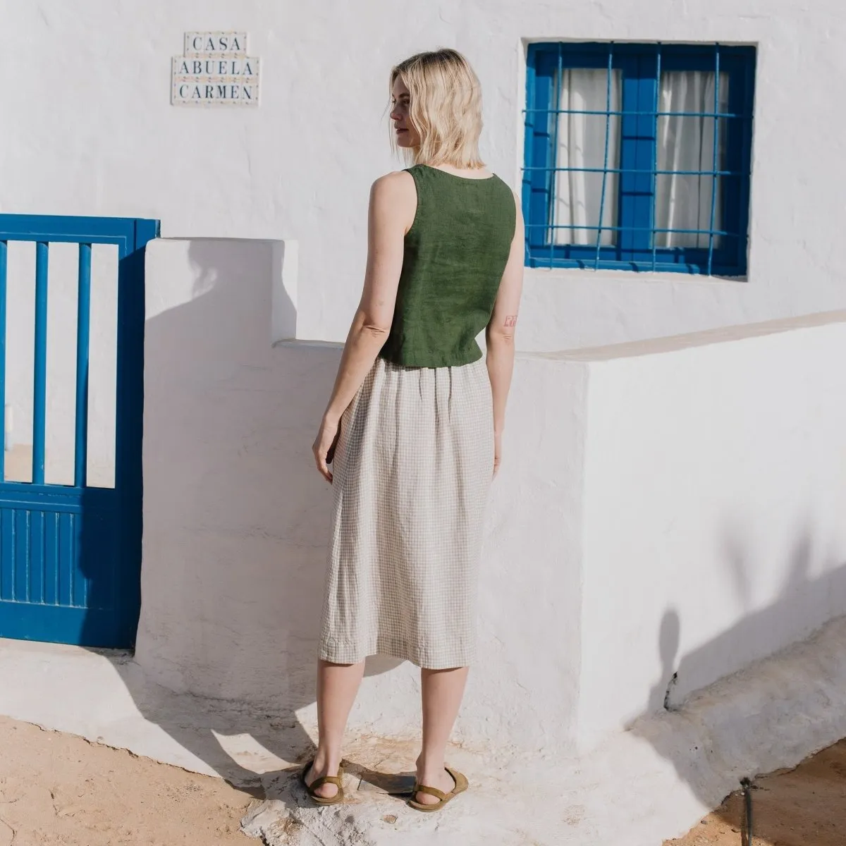R: PERCE cropped linen top (Size: M; Color: Admiral Blue)
