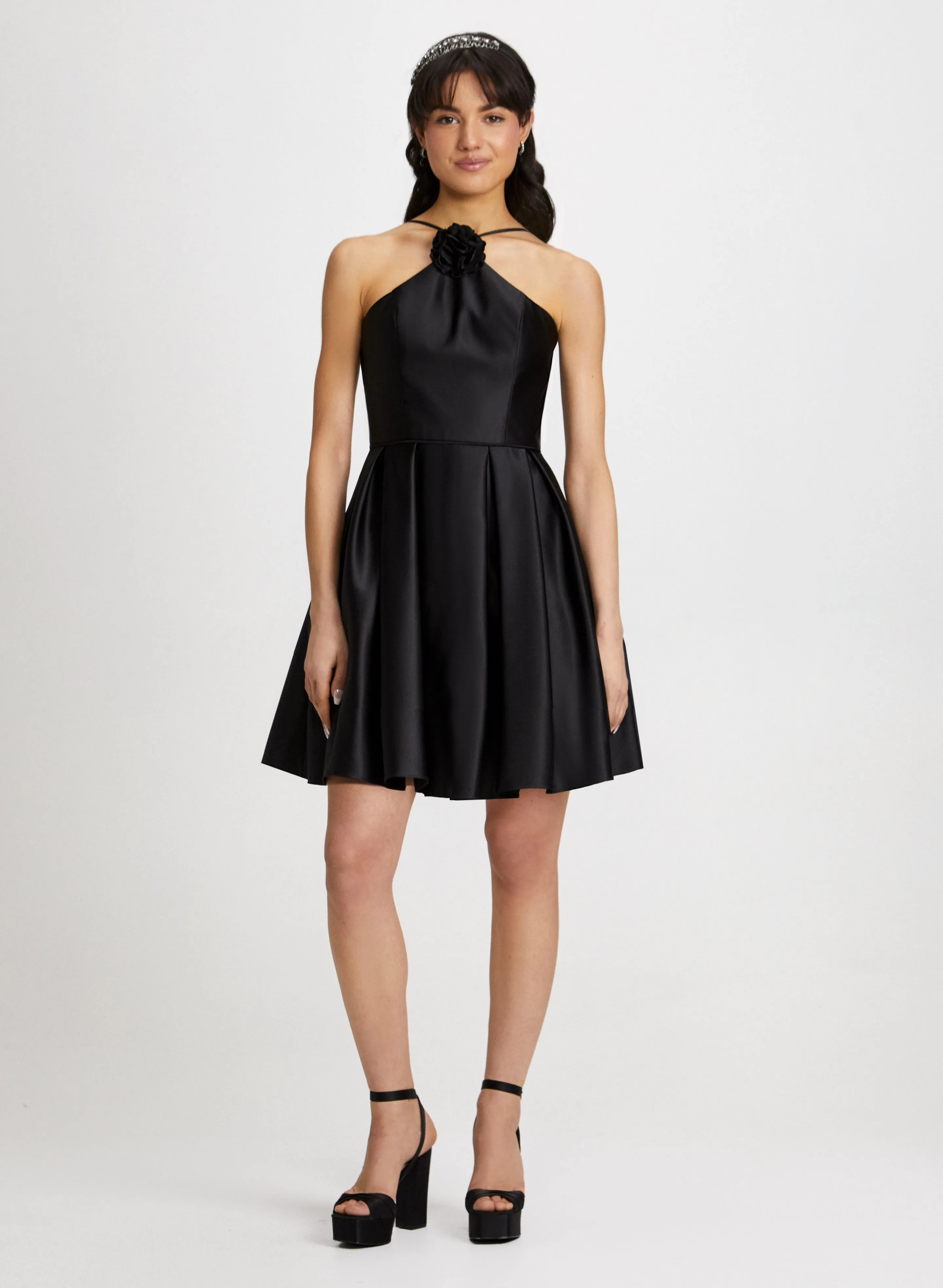 Rose Detail Halter Neck Dress