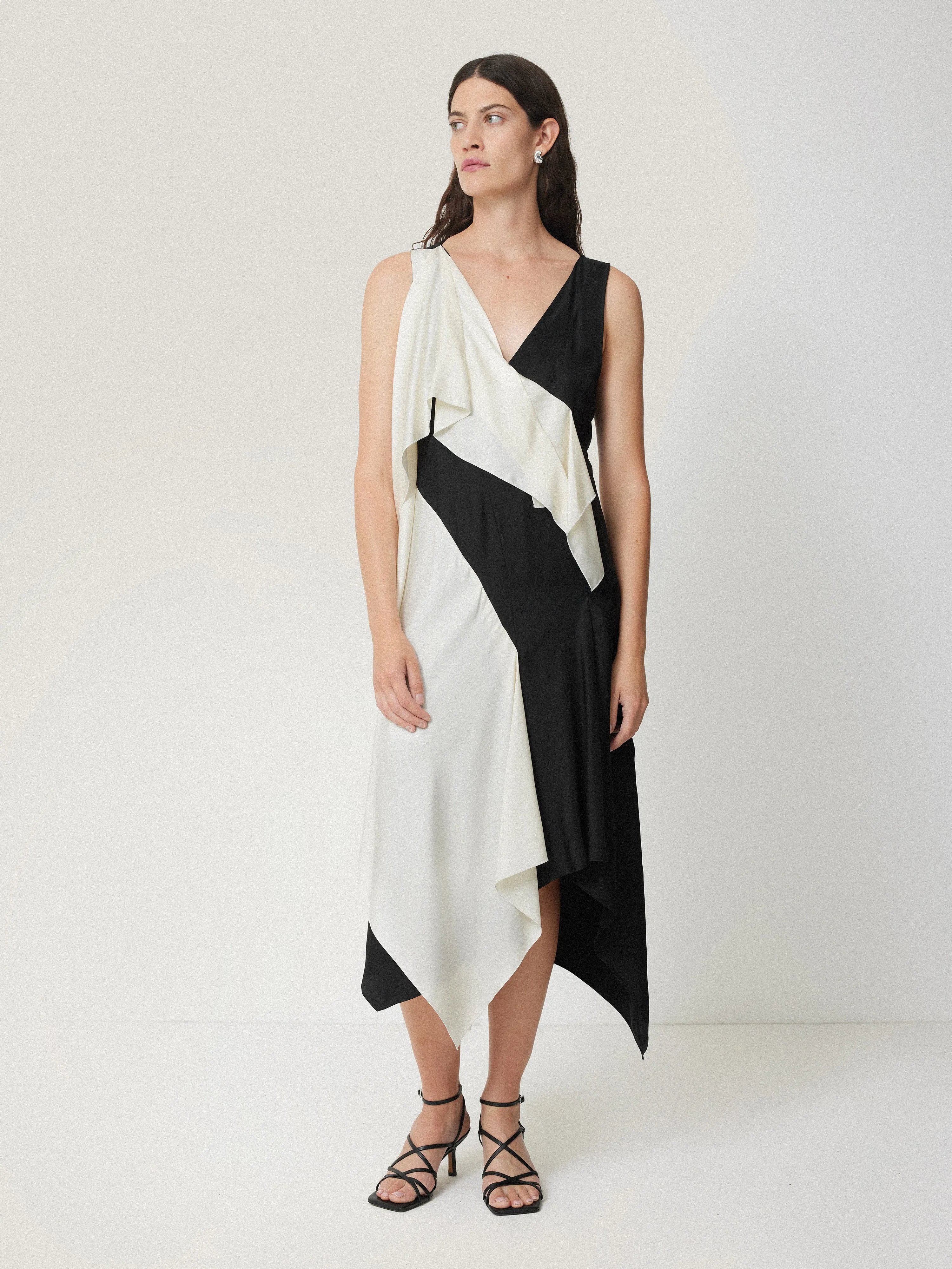 Sculptural Silk Twill Dress | Monochrome