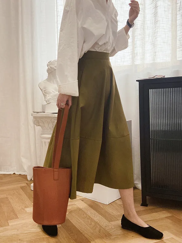 Simple A-Line High Waisted Solid Color Skirts Bottoms