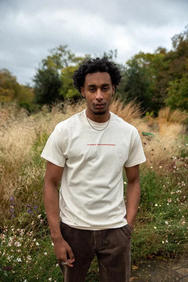 T-Shirt in Neutral With Lost In Motion Logo Print
