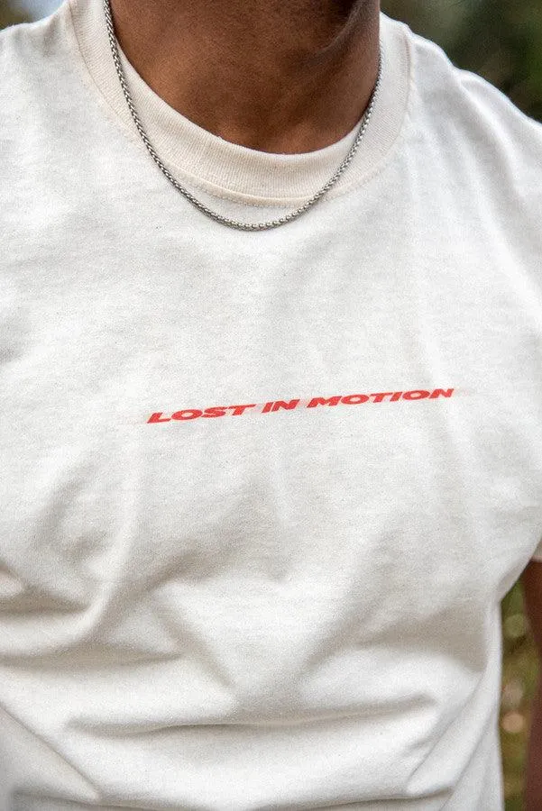 T-Shirt in Neutral With Lost In Motion Logo Print