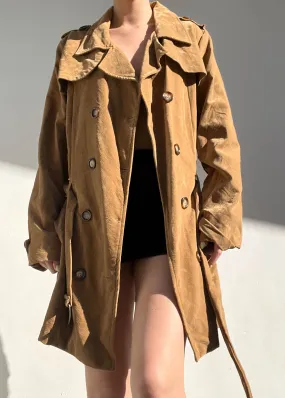 Tan Faux Suede Y2k Mini Trench (M)
