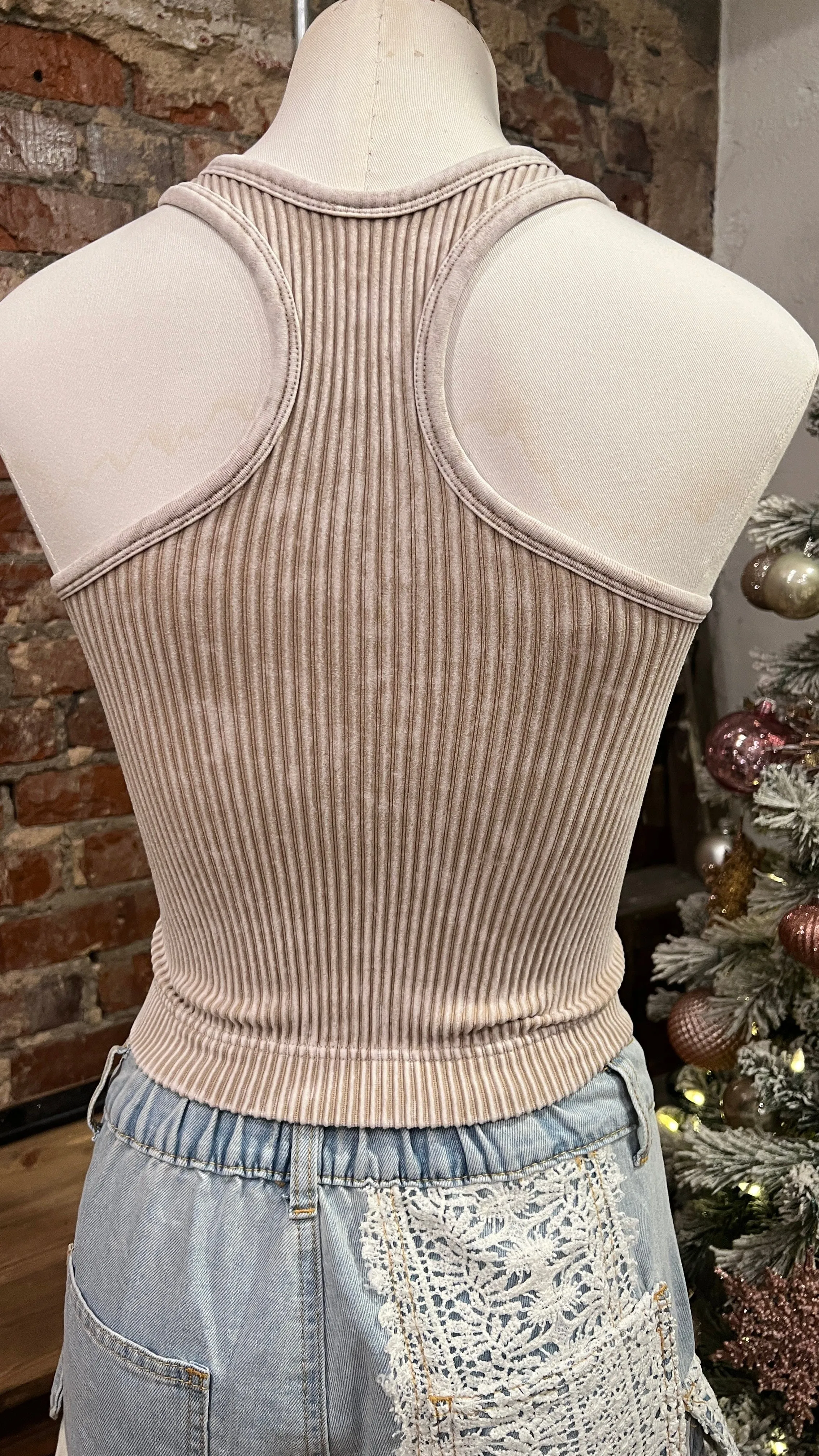 Washed Mocha Padded Bra Top