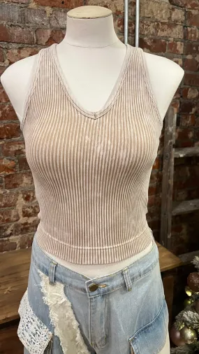 Washed Mocha Padded Bra Top
