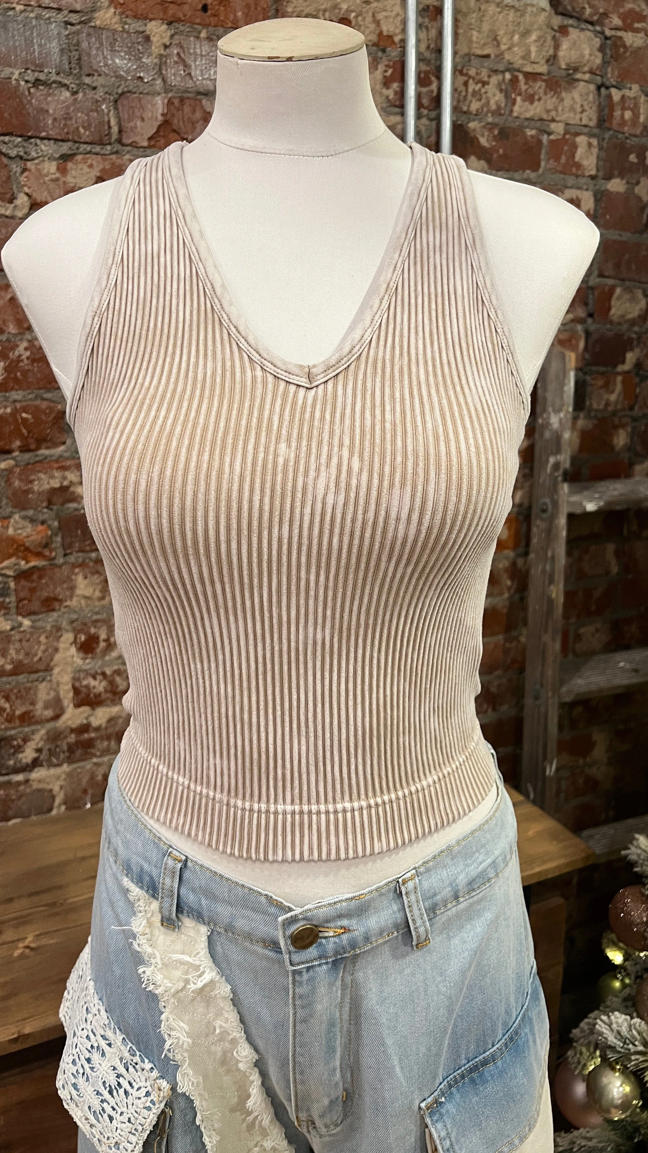 Washed Mocha Padded Bra Top