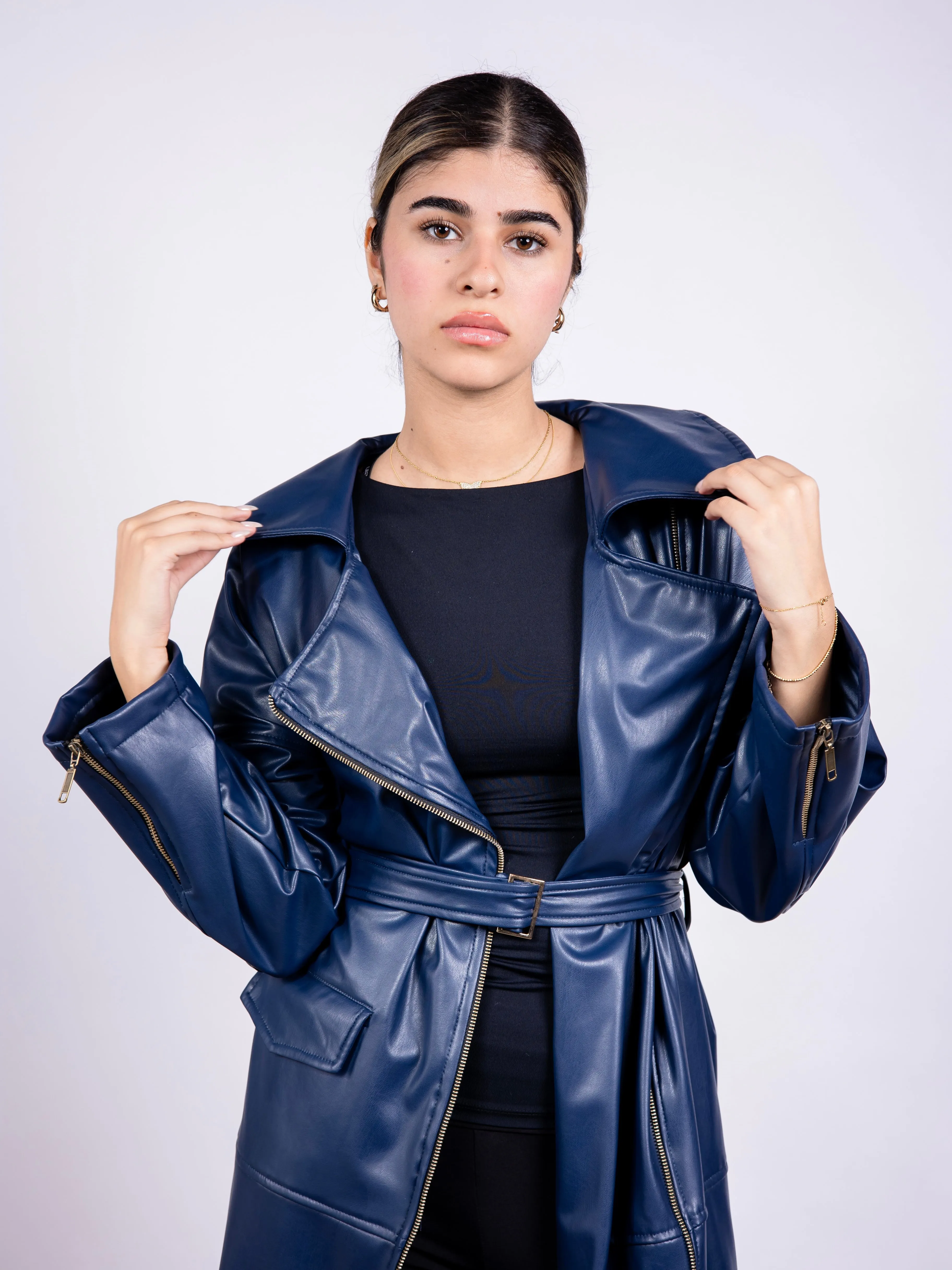 Zipper Leather Coat