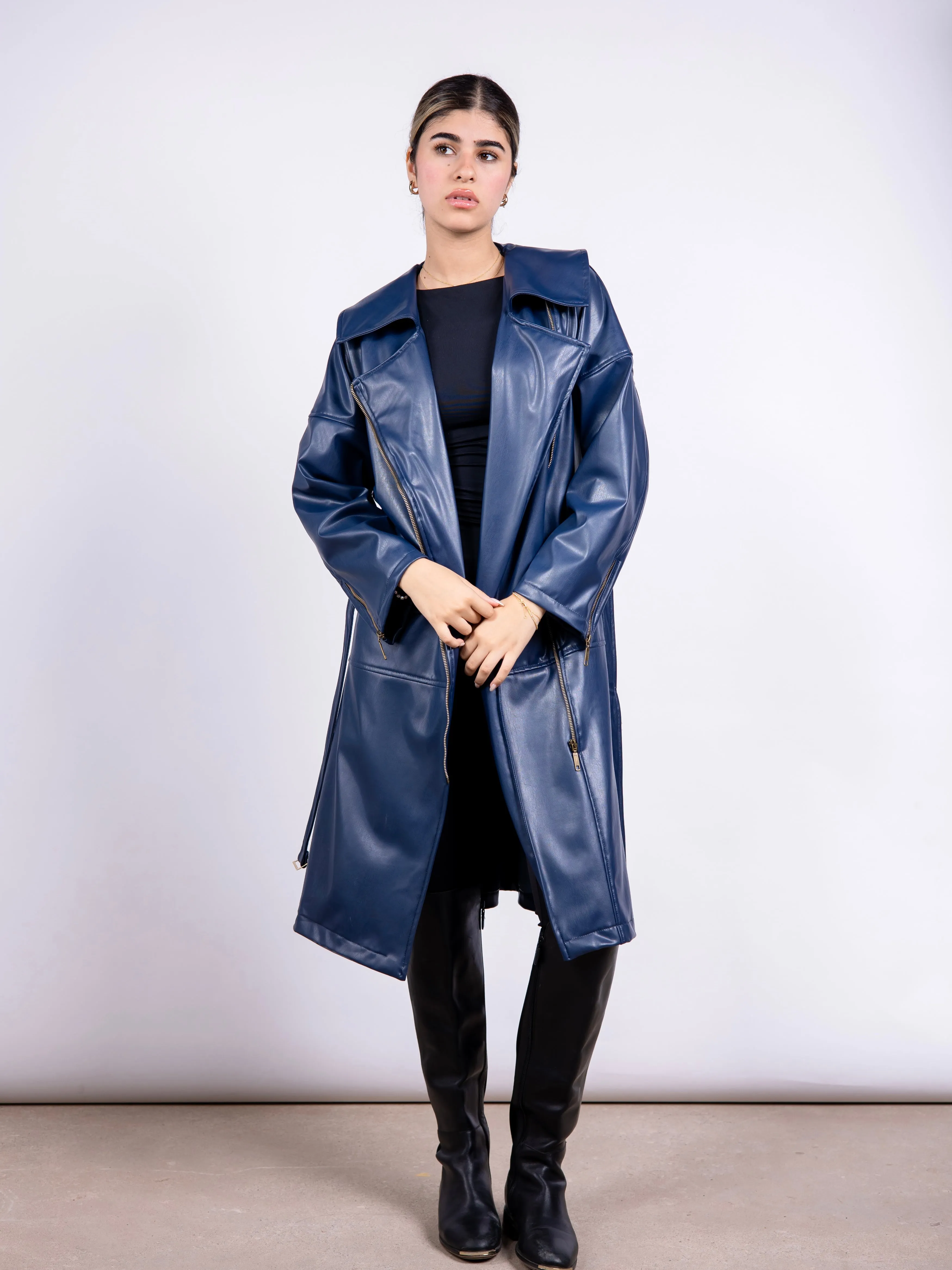 Zipper Leather Coat