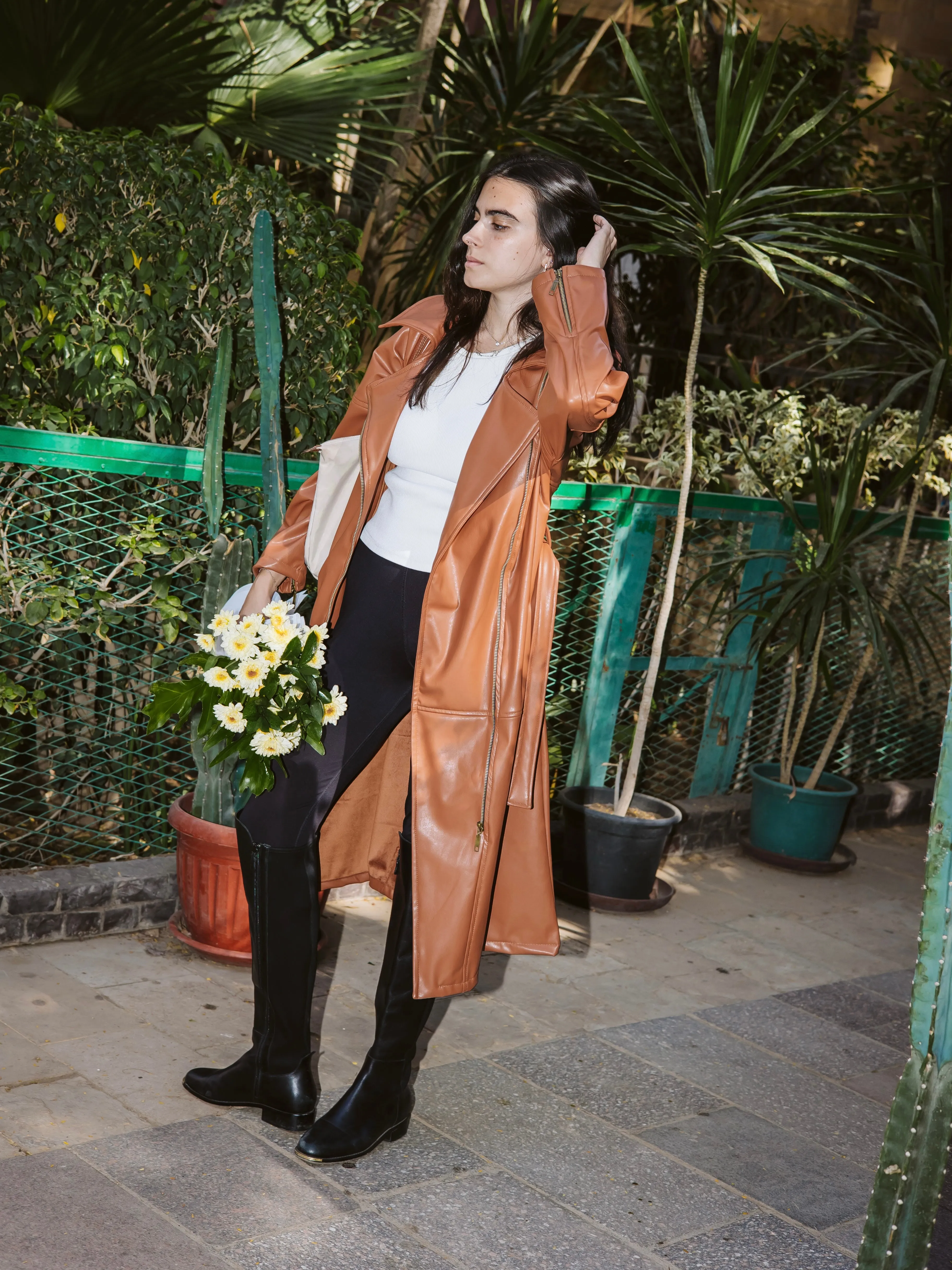 Zipper Leather Coat
