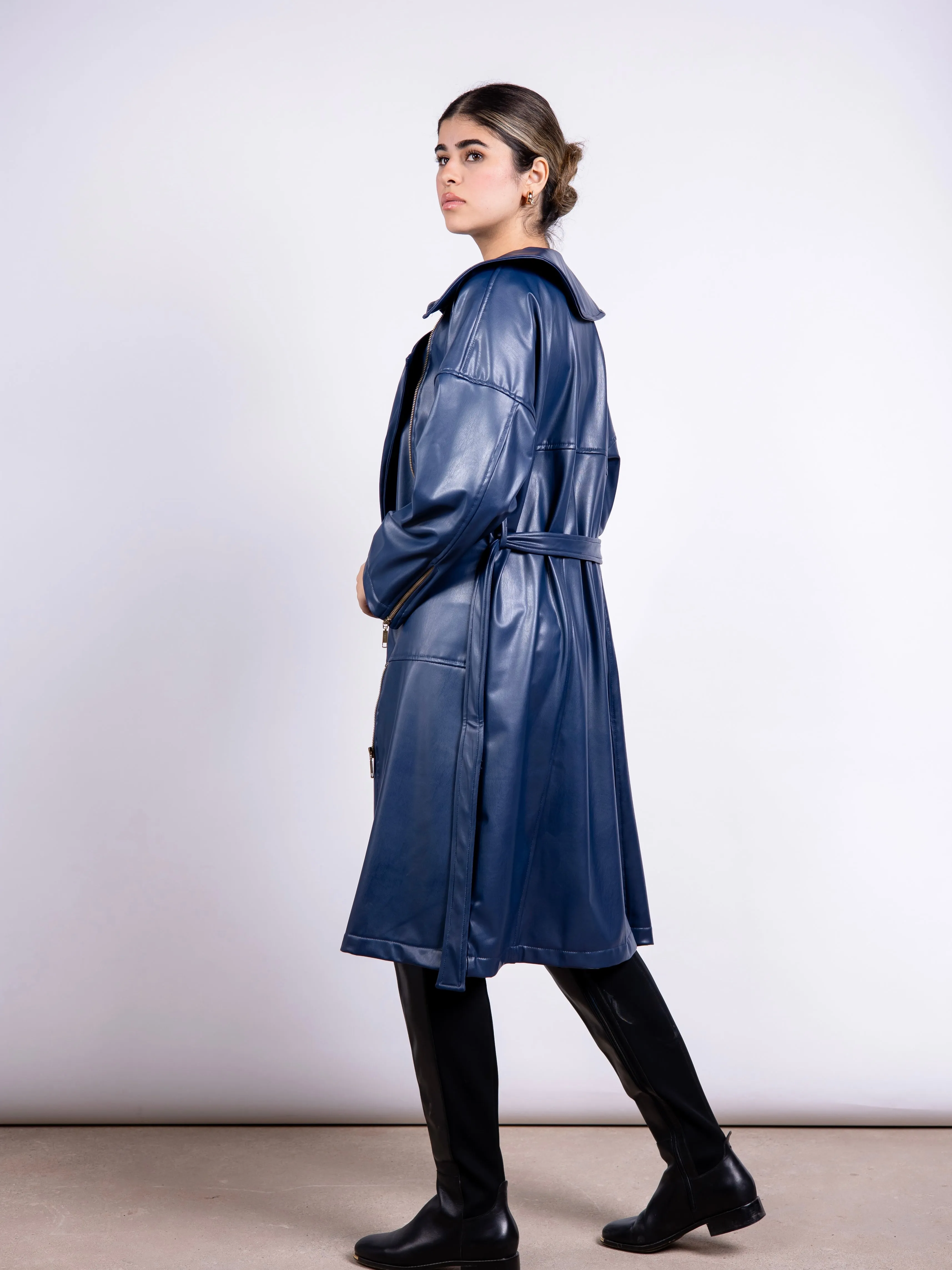 Zipper Leather Coat