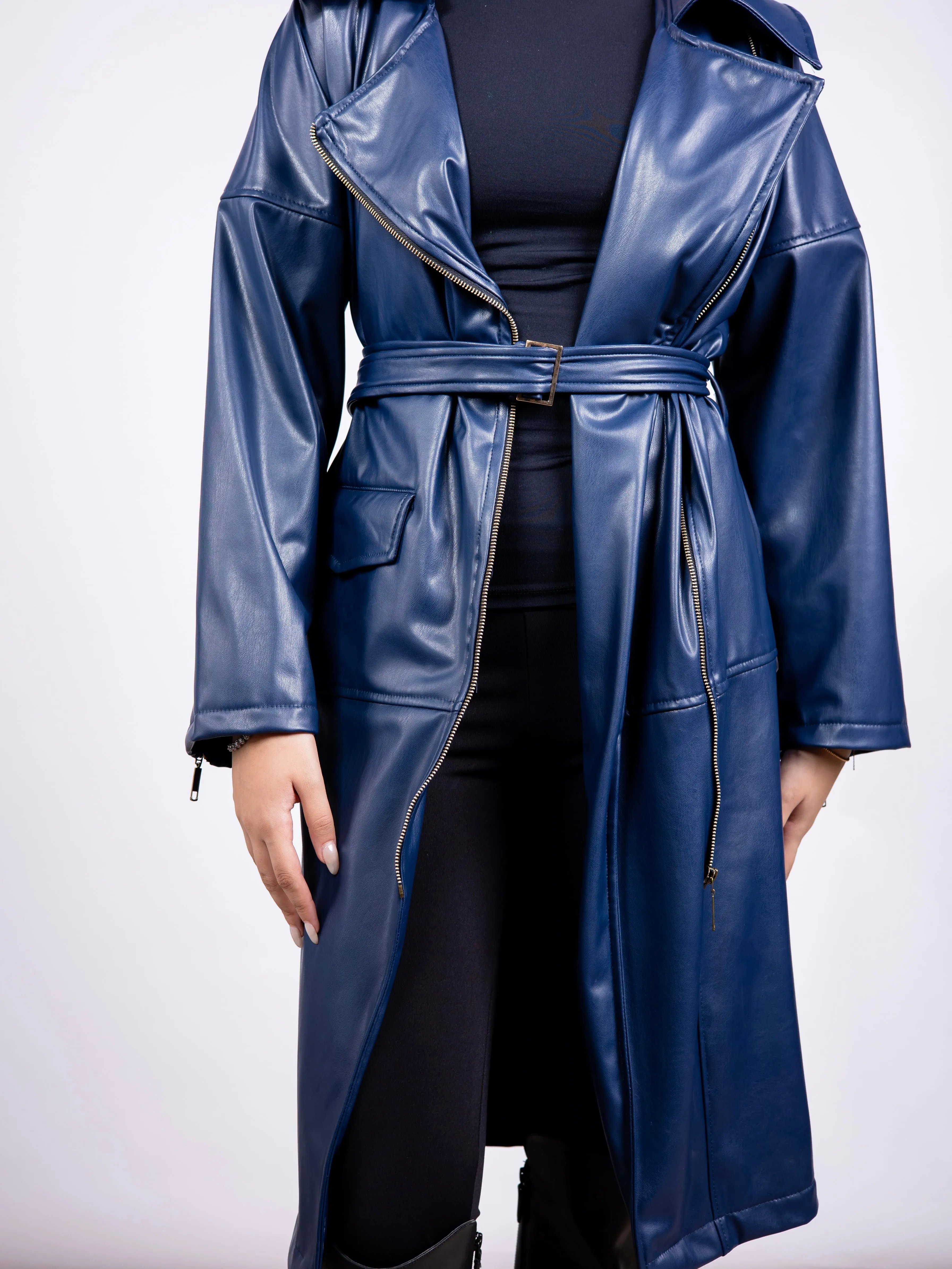 Zipper Leather Coat